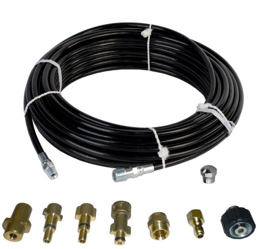 Sewer Jetter Kit 30m, 100' x 1/8 Hose and Nozzle, 1 to 3 WEPH3